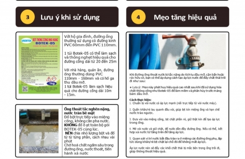 Bột thông cống Botek 05- Giải pháp xử lý dầu mỡ đường ống hiệu quả